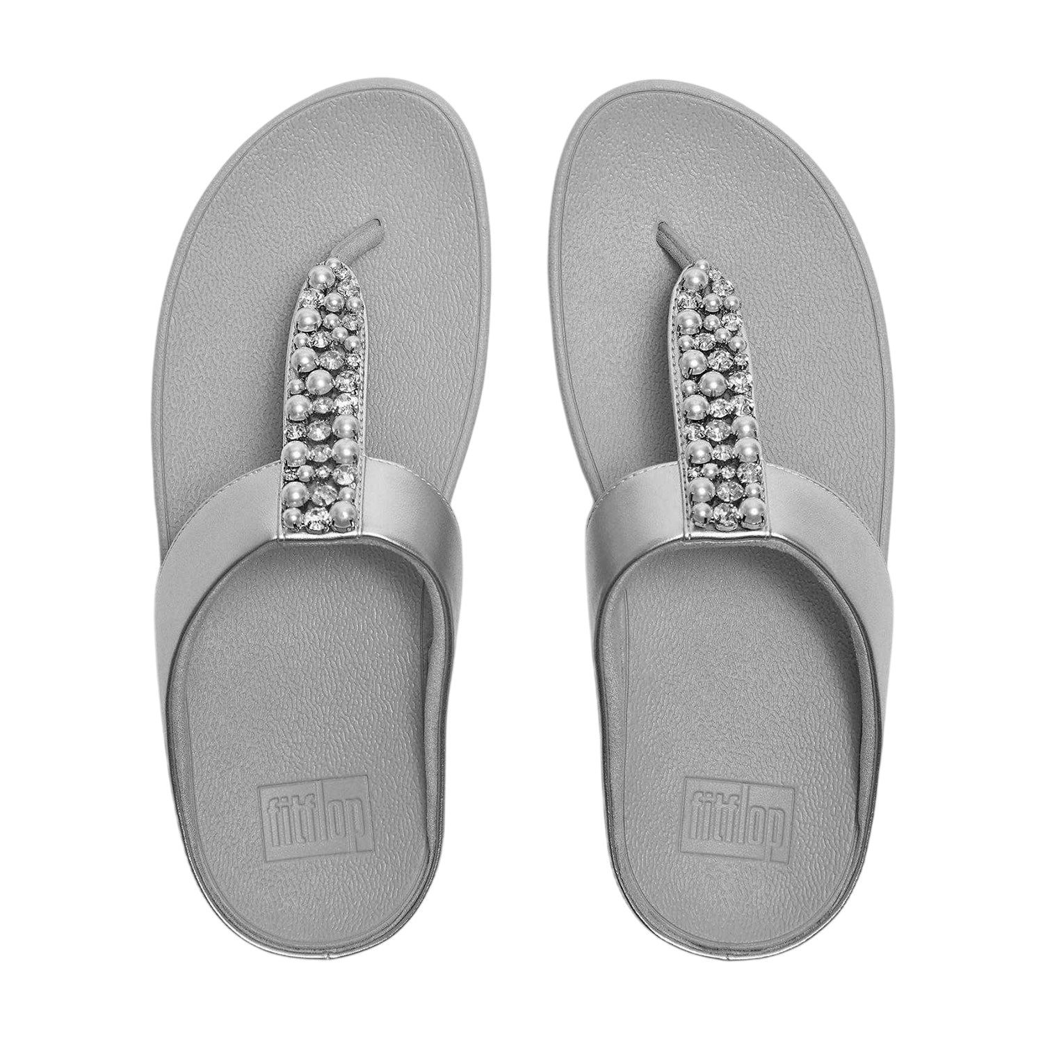 Silver - Back - Fit Flop Womens-Ladies Fino Leather Sandals