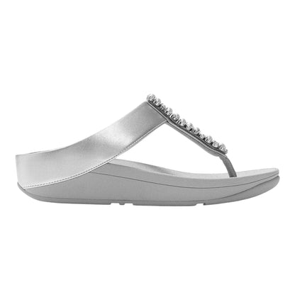 Silver - Front - Fit Flop Womens-Ladies Fino Leather Sandals