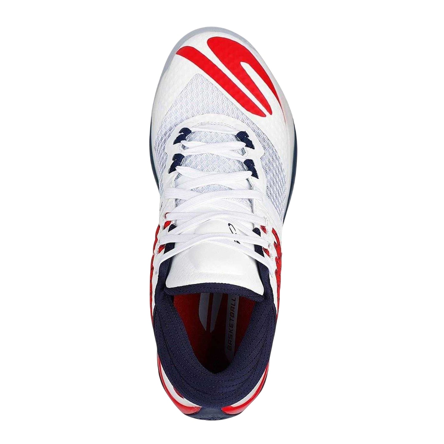 White-Red - Side - Skechers Mens Mesh Basketball Shoes