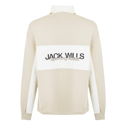 Putty - Back - Jack Wills Mens Logo Relaxed Fit Rugby Shirt