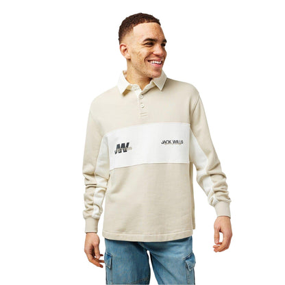 Putty - Side - Jack Wills Mens Logo Relaxed Fit Rugby Shirt