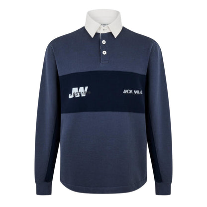 Night Sky - Front - Jack Wills Mens Logo Relaxed Fit Rugby Shirt