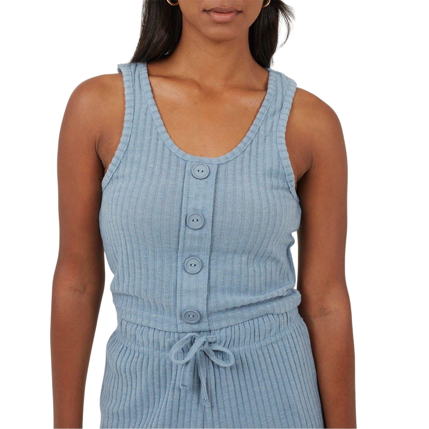 Citadel Blue - Side - Brave Soul Womens-Ladies Ribbed Loungewear Set