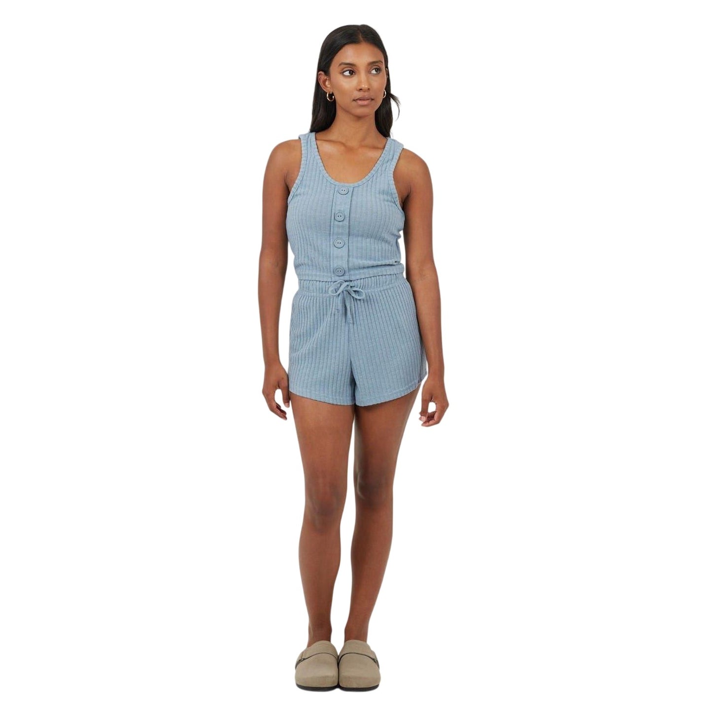 Citadel Blue - Lifestyle - Brave Soul Womens-Ladies Ribbed Loungewear Set