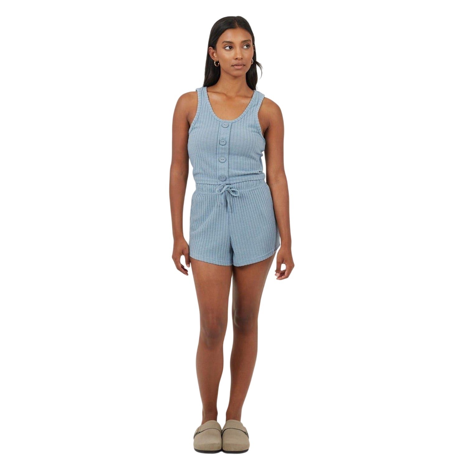 Citadel Blue - Lifestyle - Brave Soul Womens-Ladies Ribbed Loungewear Set