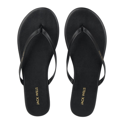 Black - Pack Shot - Jack Wills Womens-Ladies Synthetic Flat Flip Flops