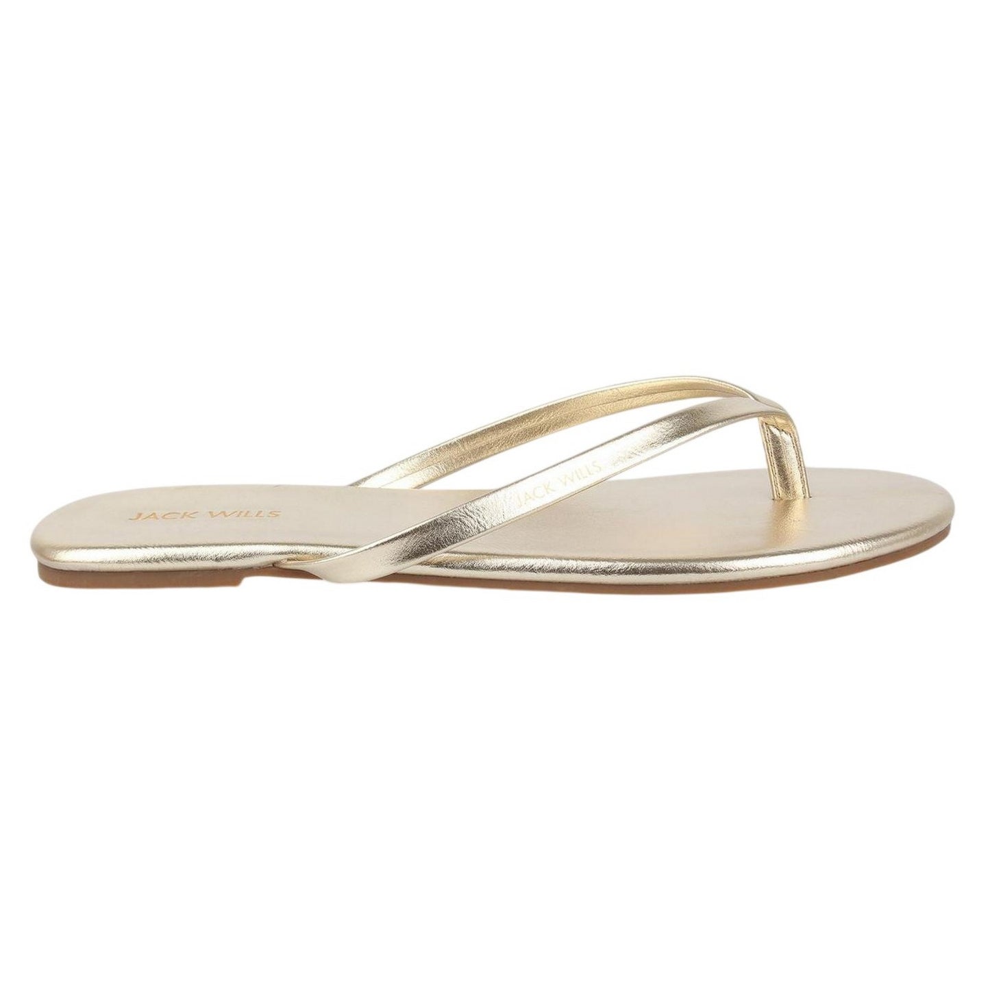 Gold - Front - Jack Wills Womens-Ladies Synthetic Flat Flip Flops