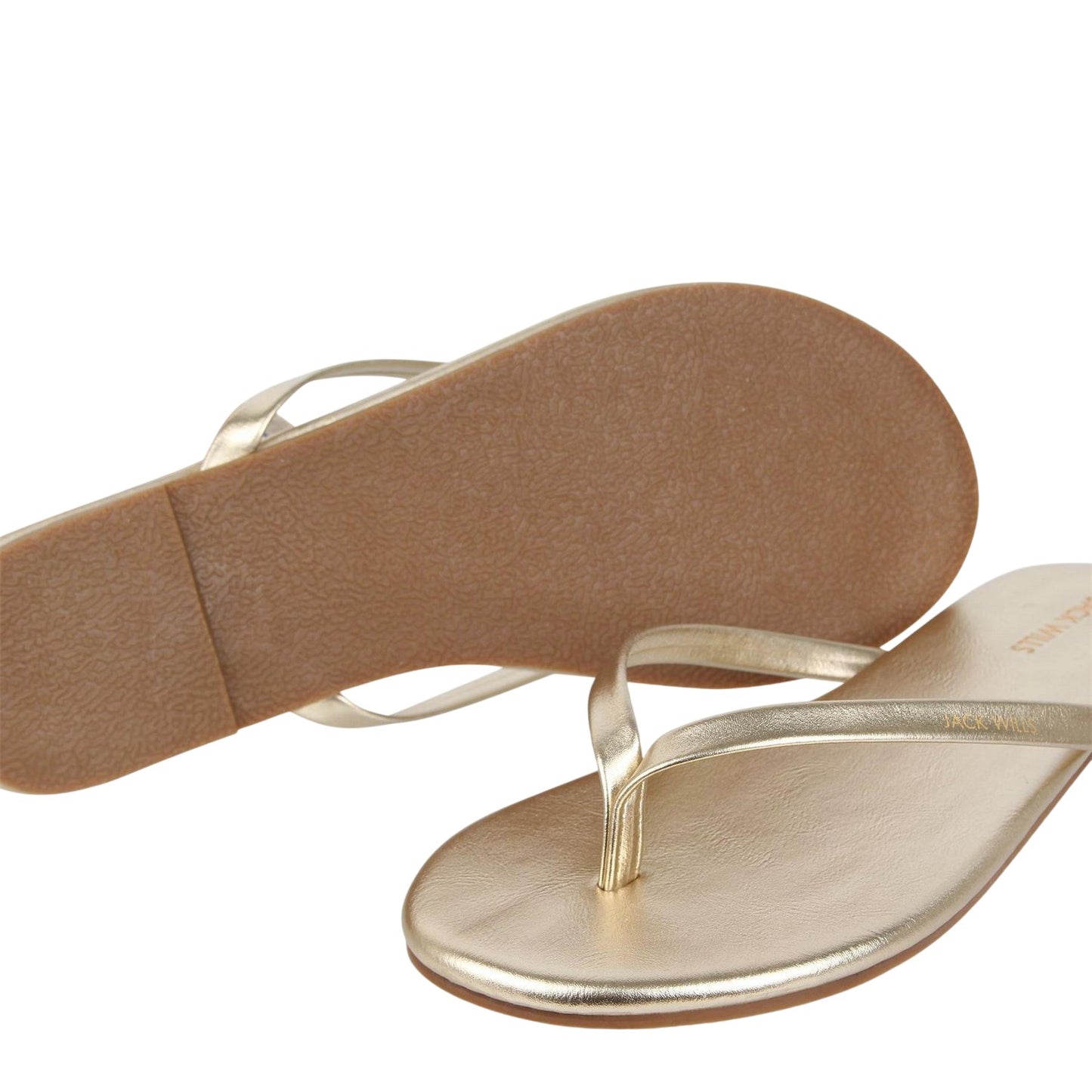 Gold - Pack Shot - Jack Wills Womens-Ladies Synthetic Flat Flip Flops