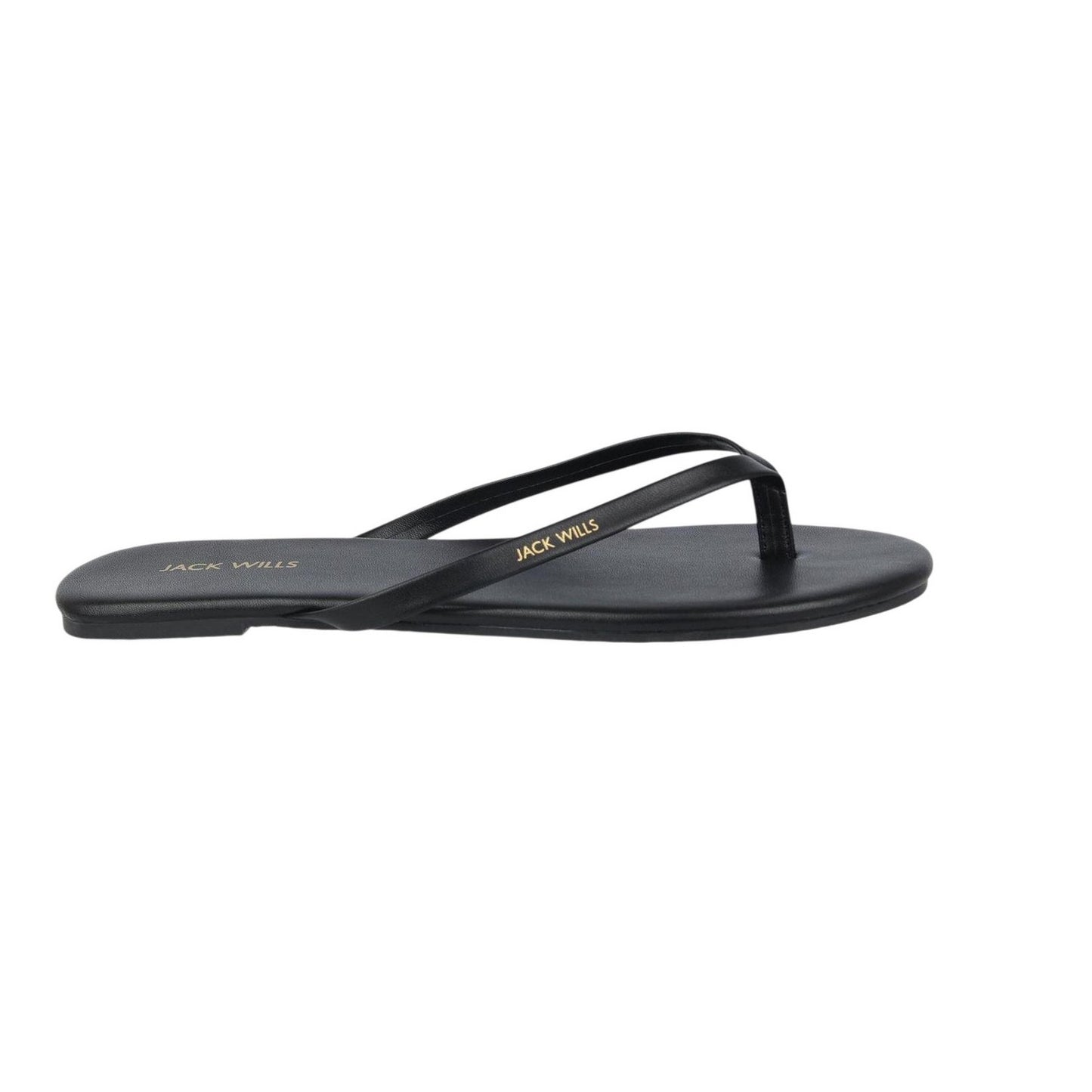 Black - Front - Jack Wills Womens-Ladies Synthetic Flat Flip Flops