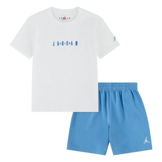 White-Blue - Front - Nike Childrens-Kids Air Jordan Logo Soft T-Shirt Set