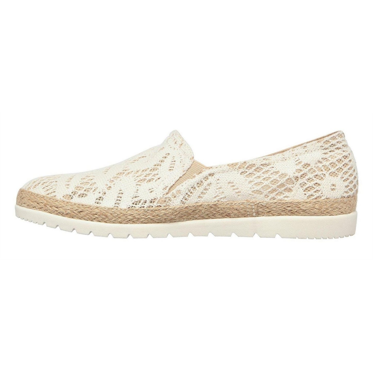 Off White - Back - Skechers Womens-Ladies Bobs Crochet Flex Sole Espadrilles