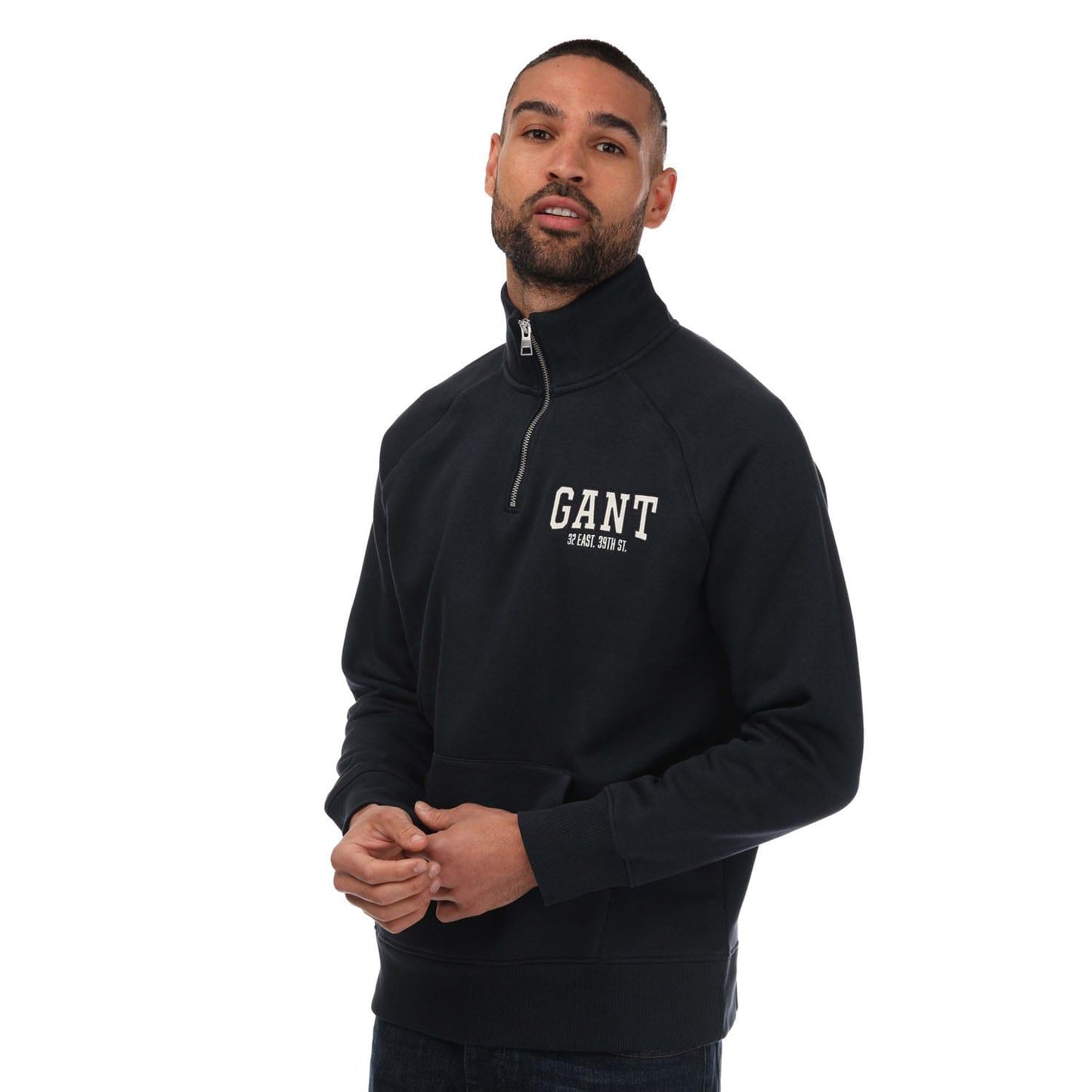 Blue - Front - Gant Mens Arch Half Zip Sweatshirt