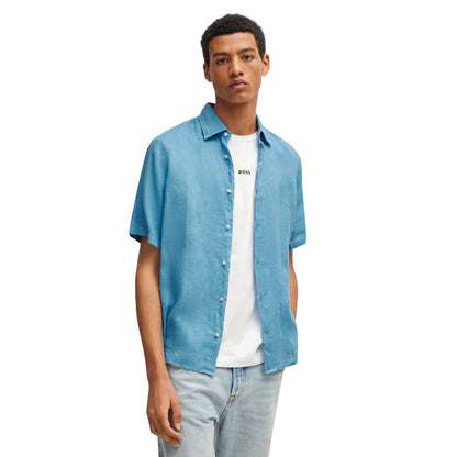 Blue - Side - Boss Mens Rash Shirt