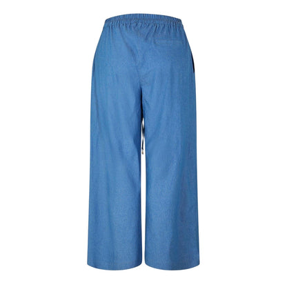 Chambray - Back - Biba Womens-Ladies Plain Wide Leg Trousers