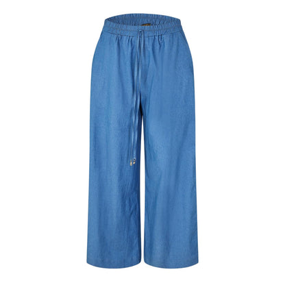 Chambray - Front - Biba Womens-Ladies Plain Wide Leg Trousers