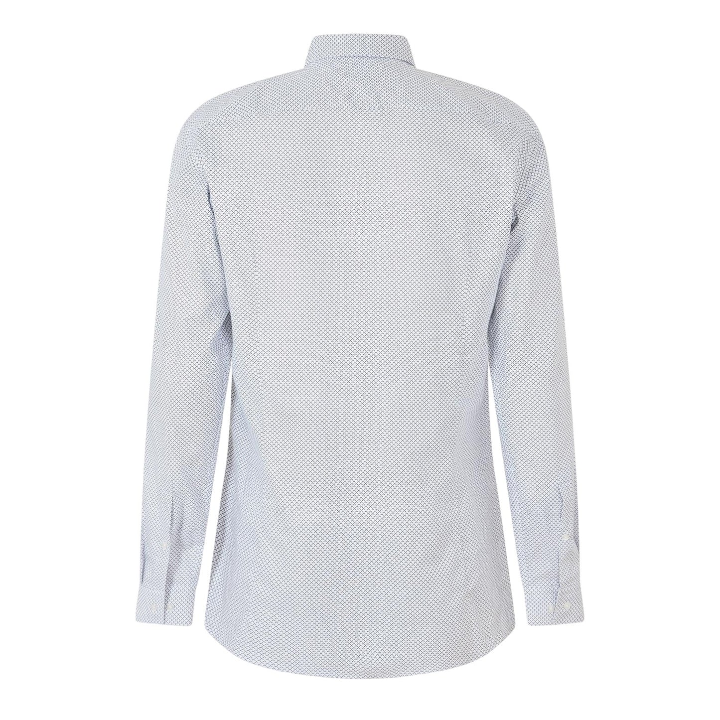 White - Back - Hugo Mens Microprint Oxford Long-Sleeved Formal Shirt
