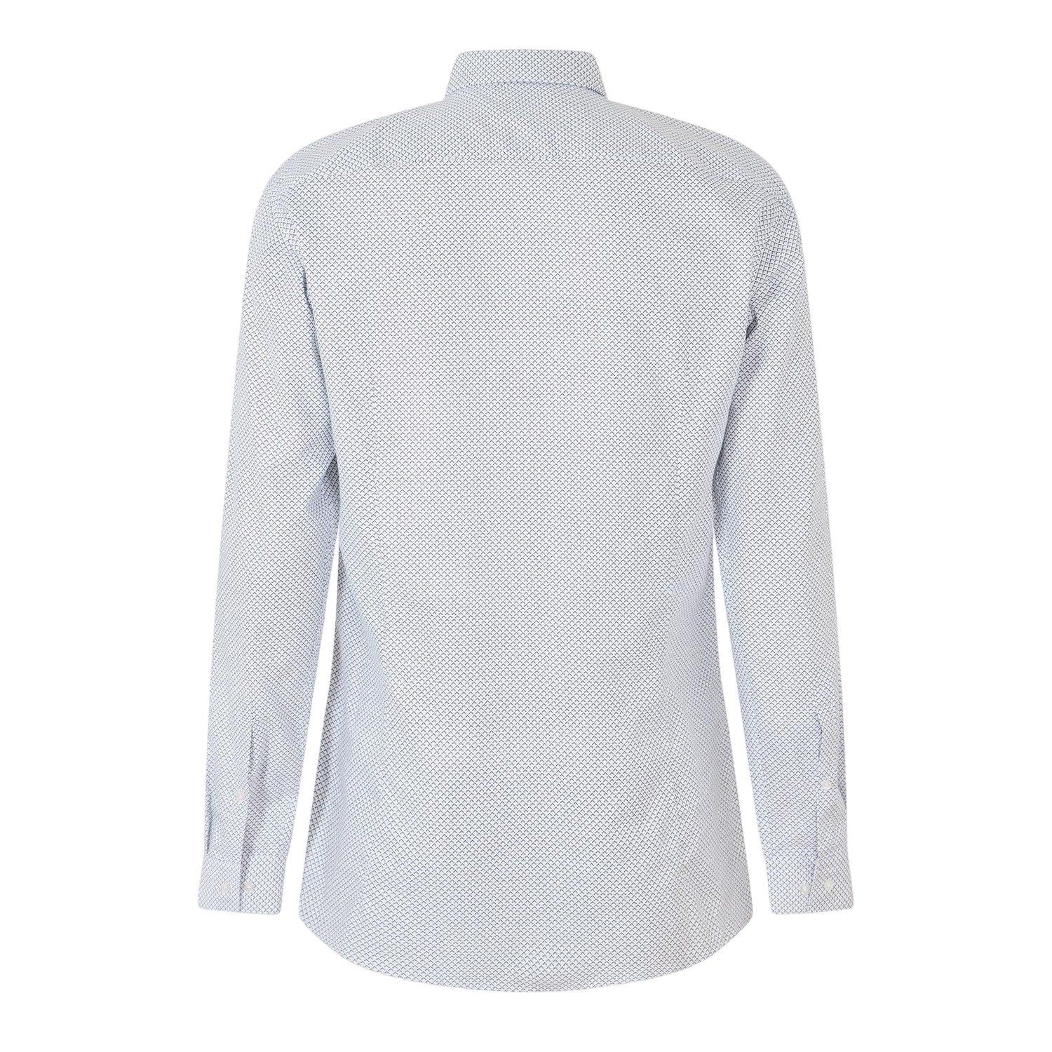 White - Back - Hugo Mens Microprint Oxford Long-Sleeved Formal Shirt