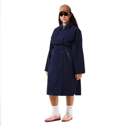 Navy Blue - Side - Lacoste Womens-Ladies Belted Trench Coat