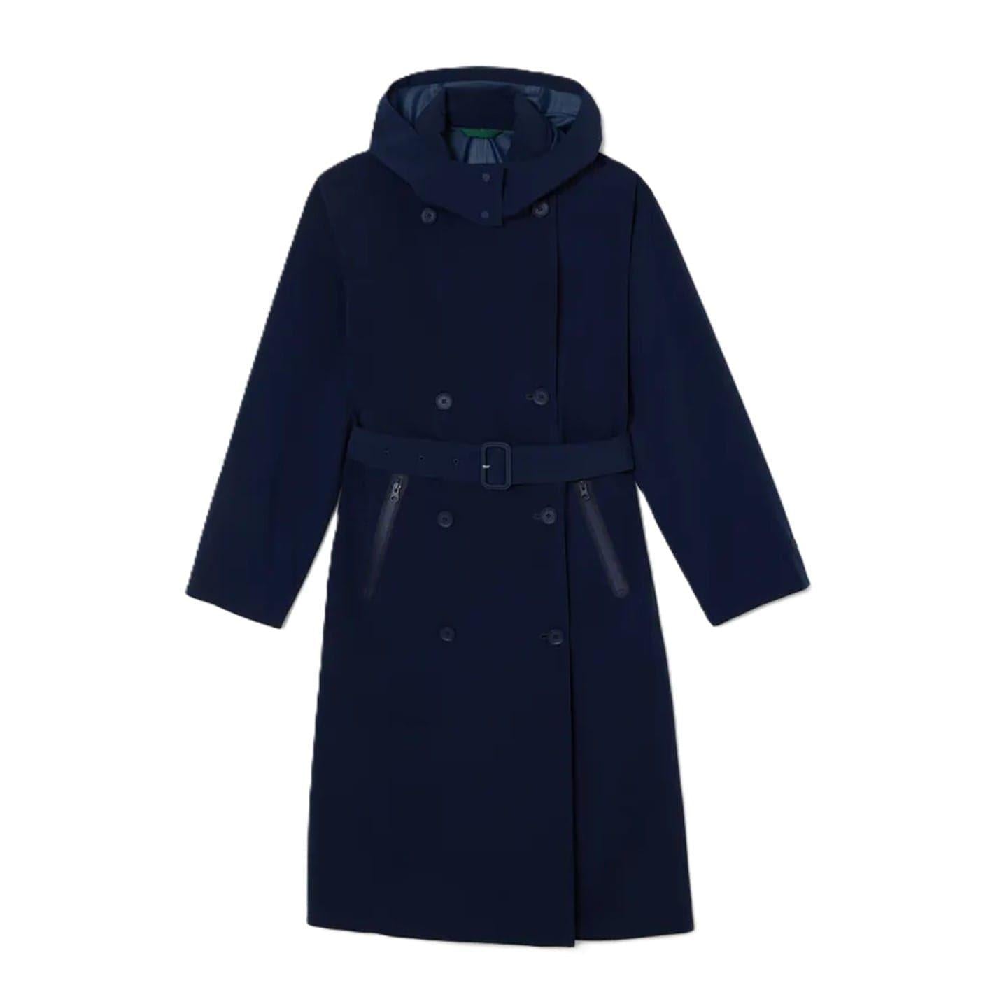 Navy Blue - Front - Lacoste Womens-Ladies Belted Trench Coat