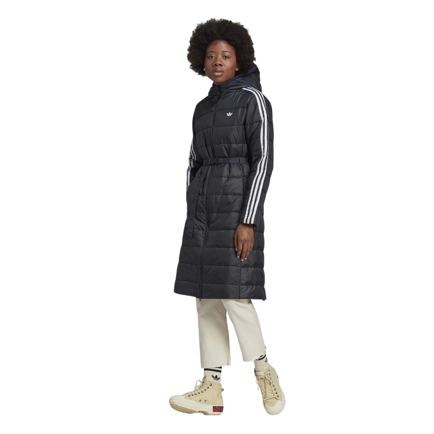 Black - Lifestyle - Adidas Womens-Ladies Originals Long-Sleeved Hooded Jacket
