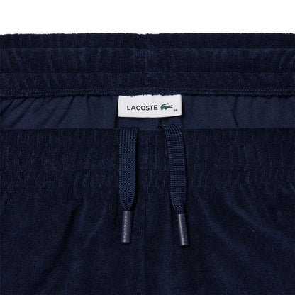 Blue - Side - Lacoste Womens-Ladies Terrycloth Contrast Shorts