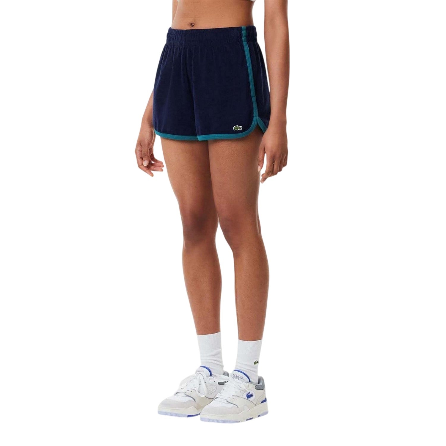 Blue - Front - Lacoste Womens-Ladies Terrycloth Contrast Shorts