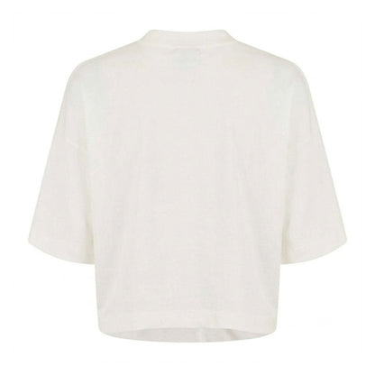 White - Back - Hugo Womens-Ladies Damelody Stacked Logo Crop T-Shirt