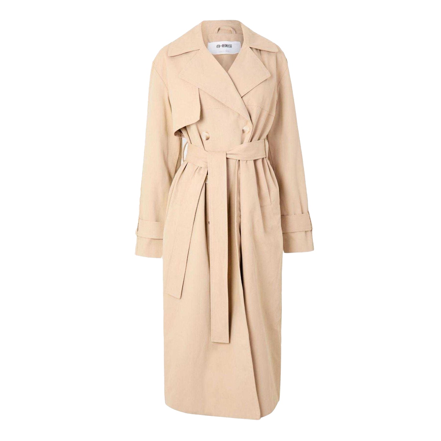 Beige - Front - 4th & Reckless Womens-Ladies Lapel Collar Trench Coat