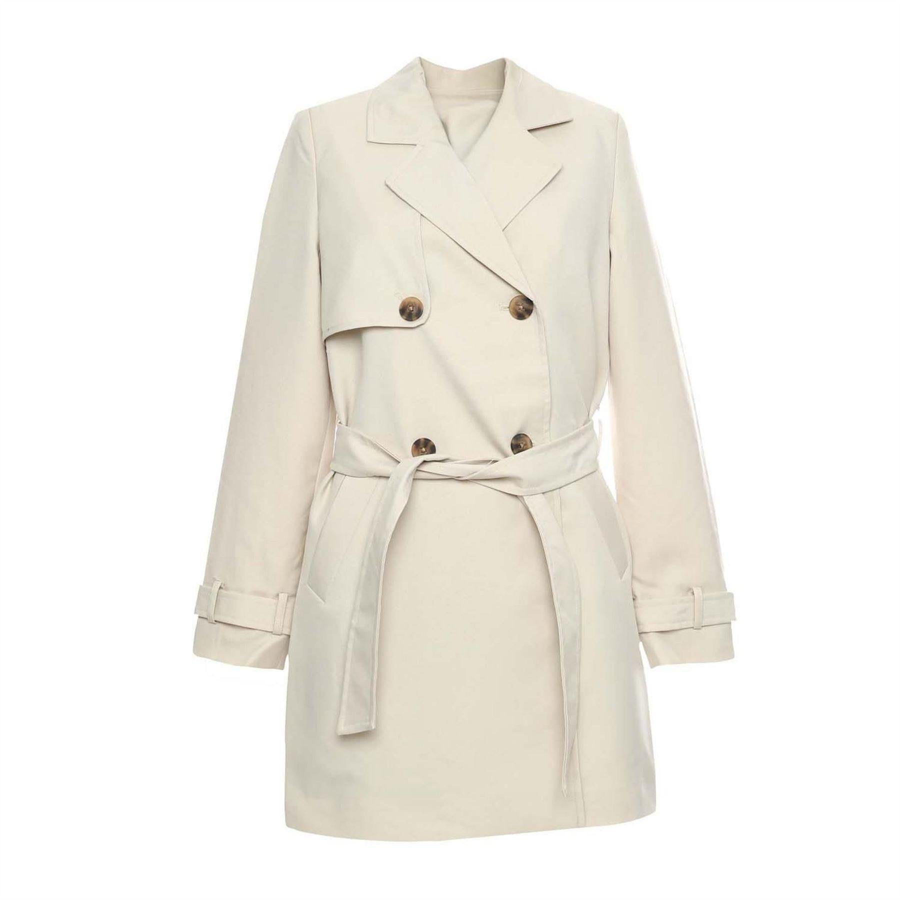 Oatmeal - Front - Vero Moda Womens-Ladies Polyester Trench Coat