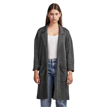 Dark Grey - Lifestyle - Pieces Womens-Ladies Notch Neck Relaxed Fit Coat