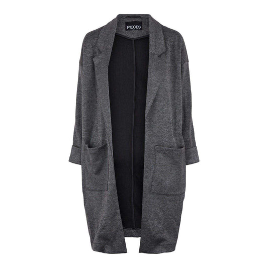 Dark Grey - Front - Pieces Womens-Ladies Notch Neck Relaxed Fit Coat