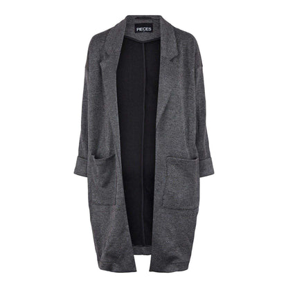 Dark Grey - Front - Pieces Womens-Ladies Notch Neck Relaxed Fit Coat