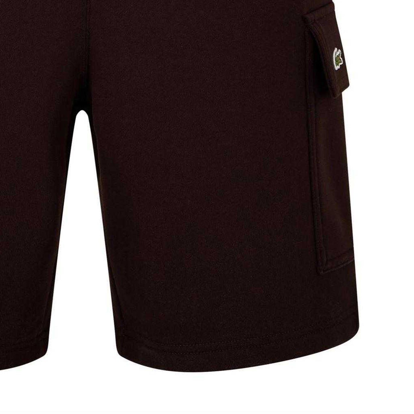 Brown - Back - Lacoste Mens Cotton Cargo Shorts