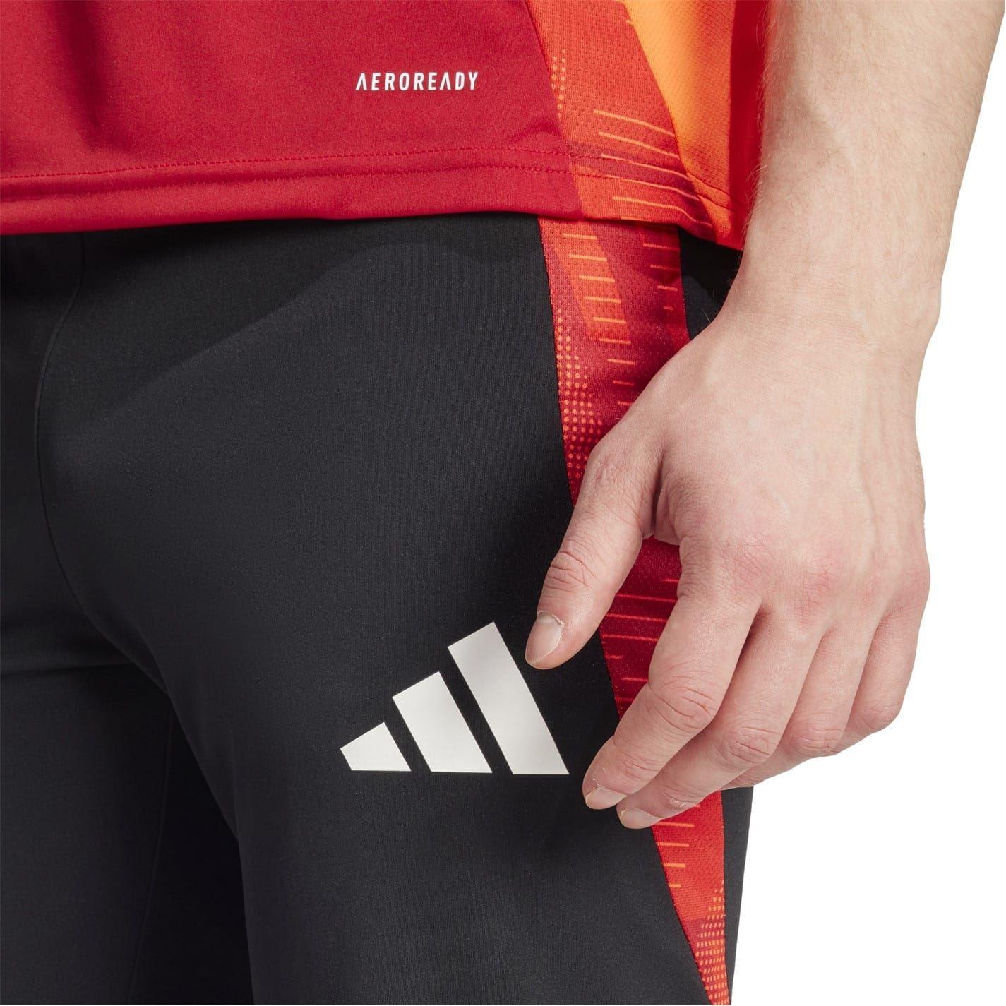 Black-Solar Red - Side - Adidas Mens Tiro 24 Football Shorts