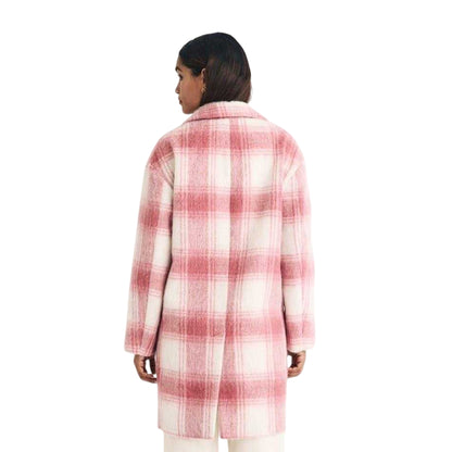 Pink - Back - Hugo Womens-Ladies Plaid Coat