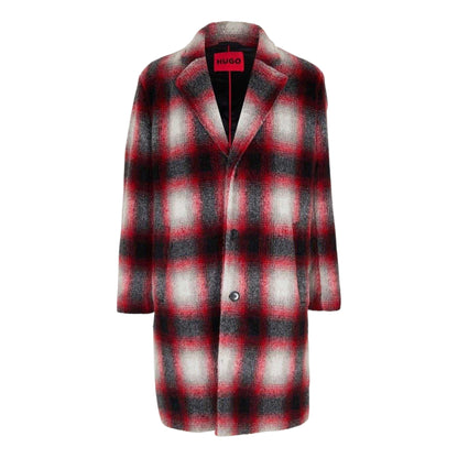 Purple Plaid - Front - Hugo Womens-Ladies Plaid Coat