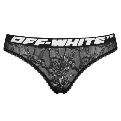 Black - Front - Off White Womens-Ladies Floral Lace Briefs