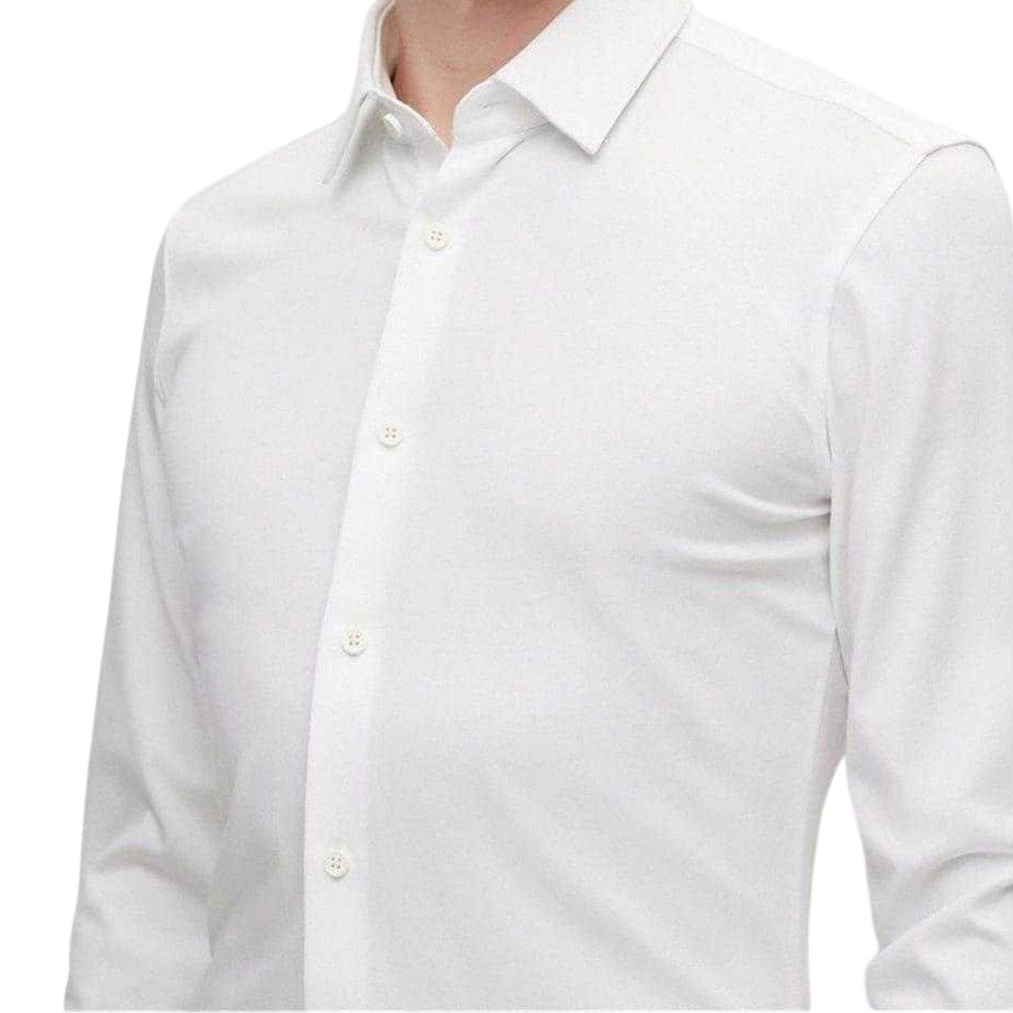 White - Side - Boss Mens Oxford Point Collar Slim Formal Shirt