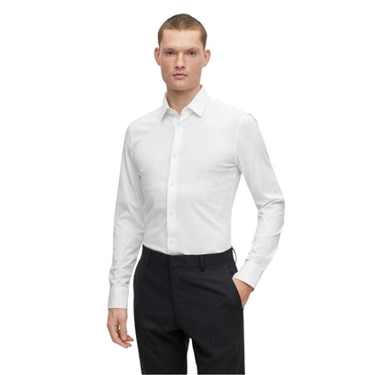 White - Lifestyle - Boss Mens Oxford Point Collar Slim Formal Shirt