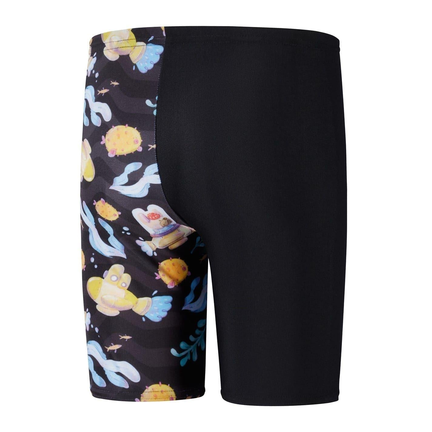 Black-Yellow - Back - Speedo Boys Printed All-Over Print Jammer Shorts