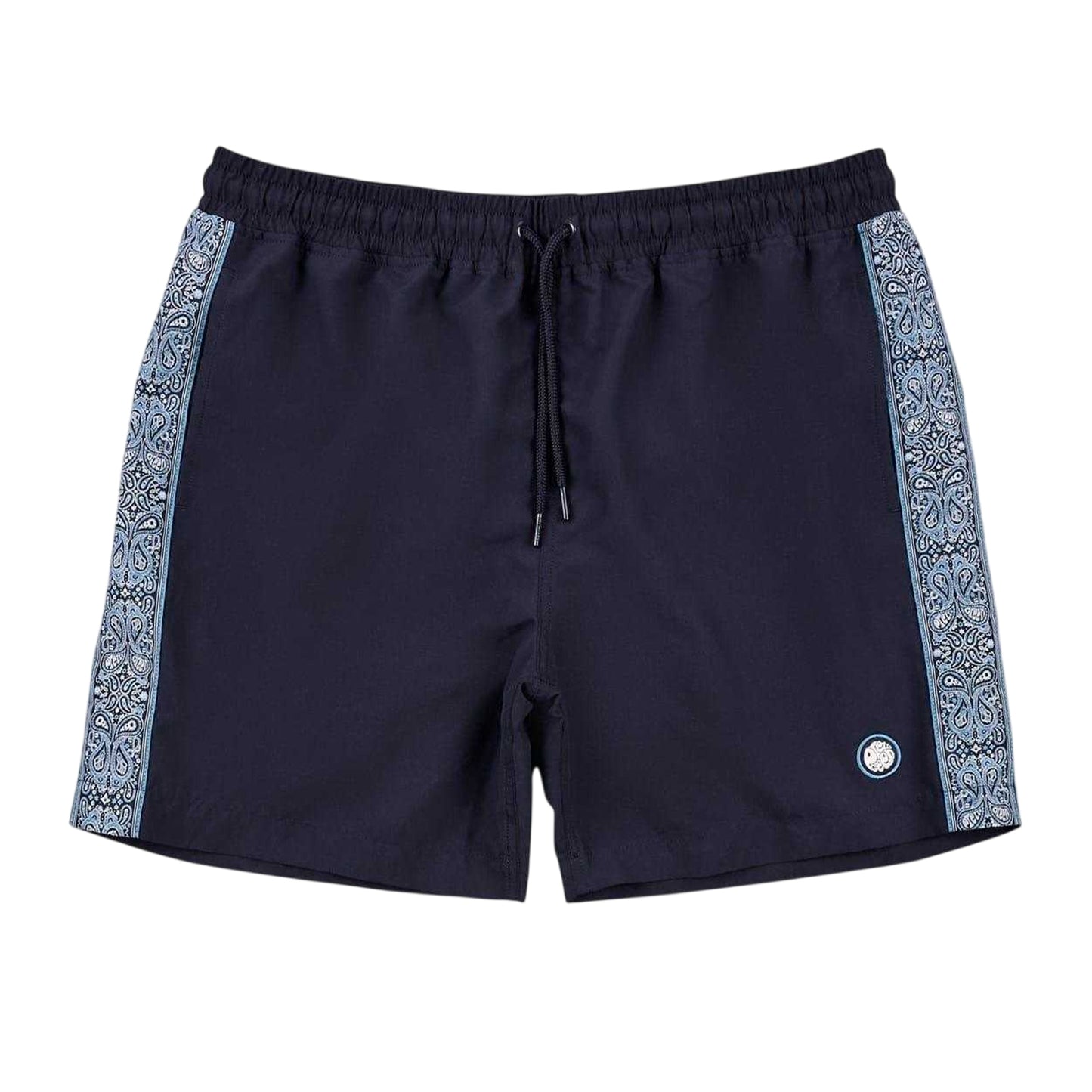 Navy - Front - Pretty Green Mens Paisley Swim Shorts