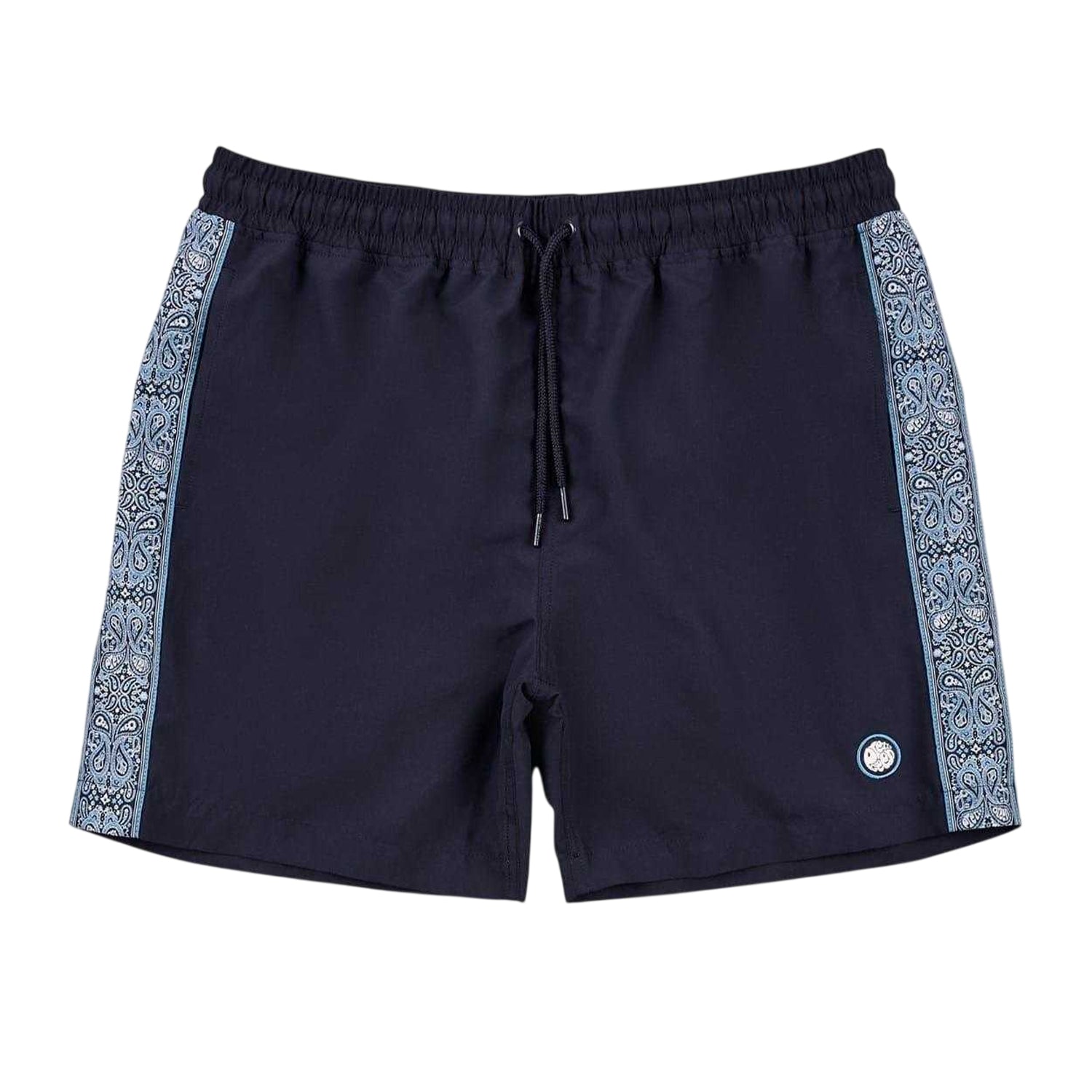 Navy - Front - Pretty Green Mens Paisley Swim Shorts