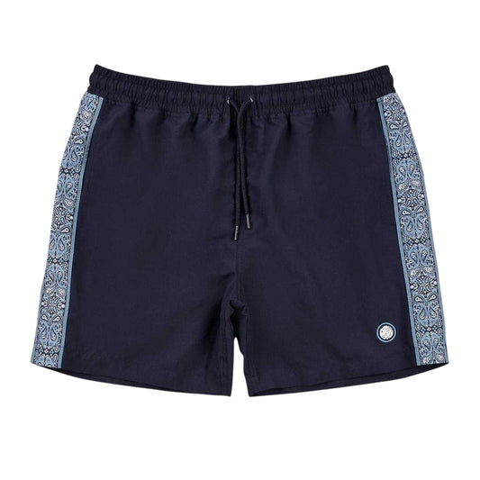 Navy - Front - Pretty Green Mens Paisley Swim Shorts