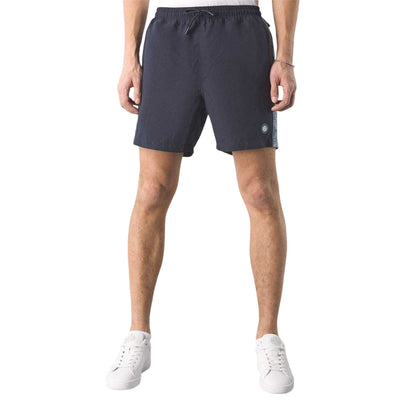 Navy - Side - Pretty Green Mens Paisley Swim Shorts