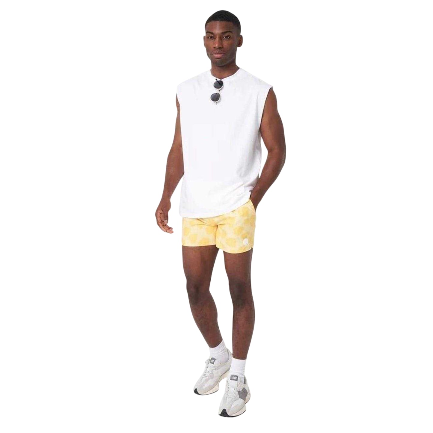 Stone - Side - Native Youth Mens Floral Pattern Modern Swimming Swim Shorts