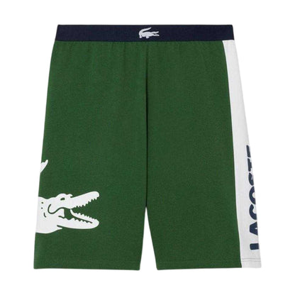 Green - Front - Lacoste Mens Fleece Lounge Shorts