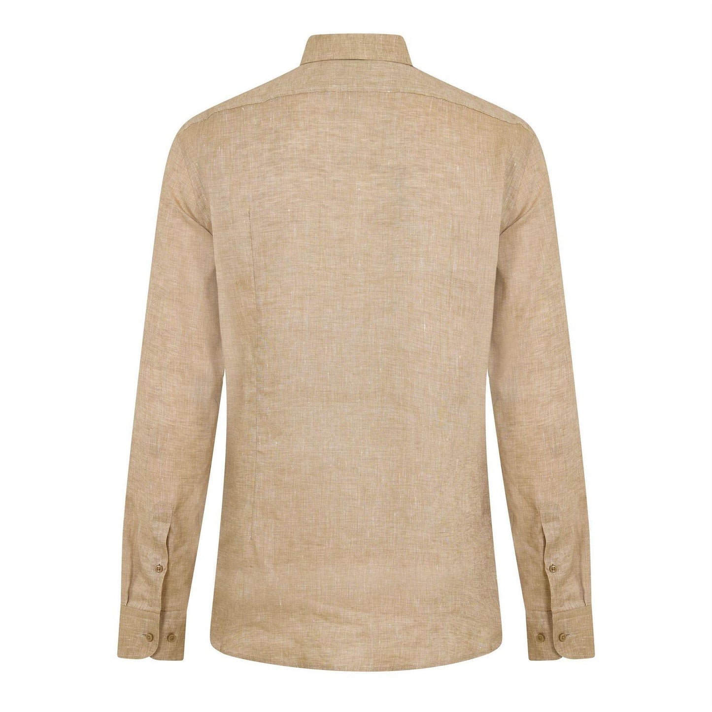 Light Beige - Back - Boss Mens Linen Point Collar Long-Sleeved Formal Shirt