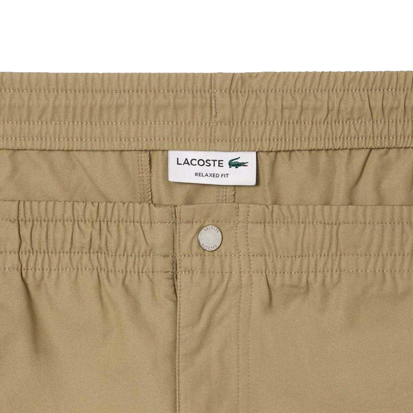 Beige - Side - Lacoste Mens Cotton Poplin Relaxed Fit Shorts