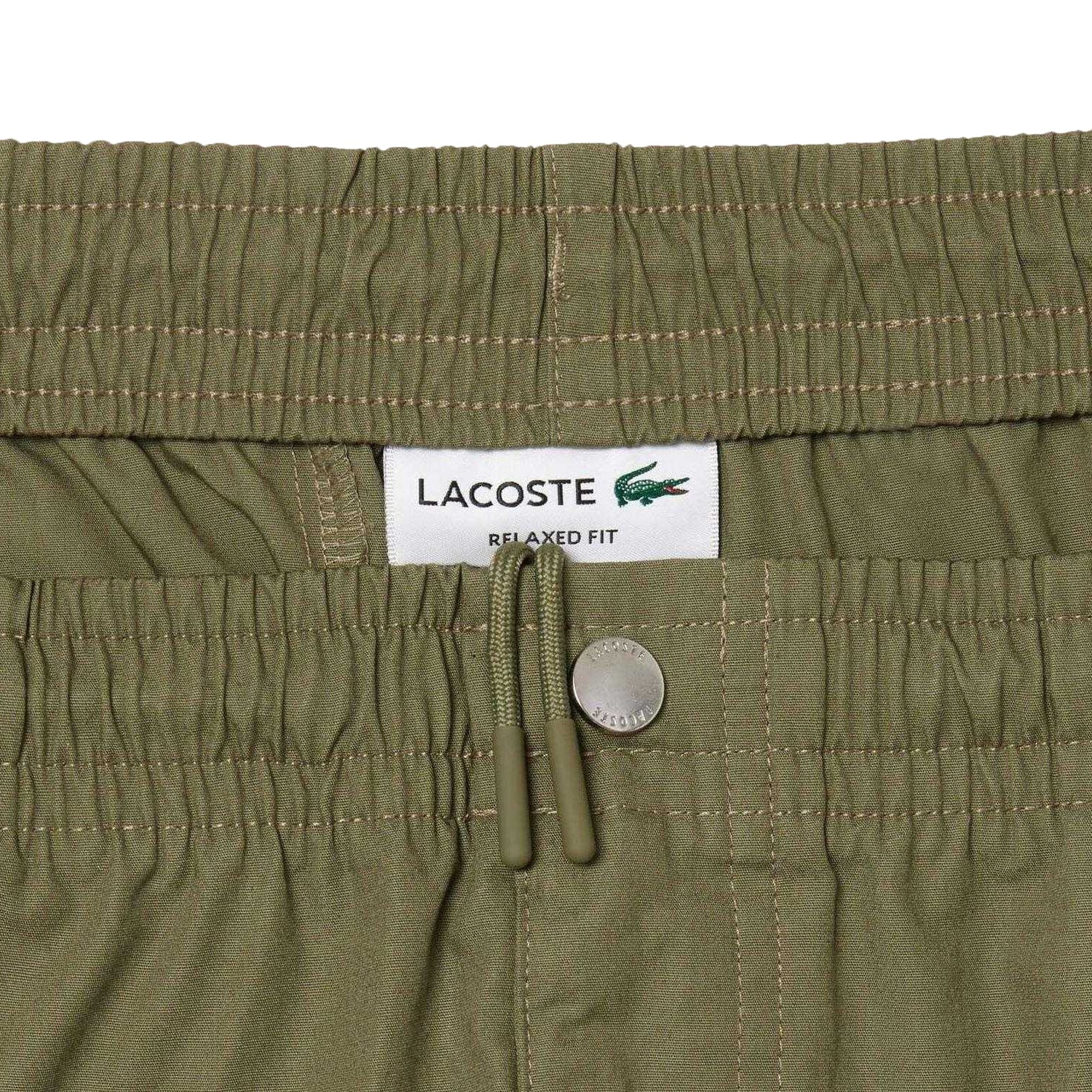 Green - Side - Lacoste Mens Cotton Poplin Relaxed Fit Shorts