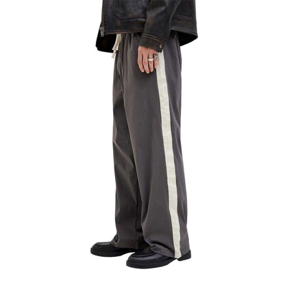 Brown - Side - Jack And Jones Mens Owen Stripe Wide Leg Joggers